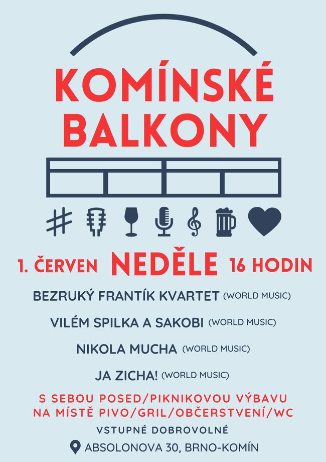 Modrý plakát na Komínské balkony